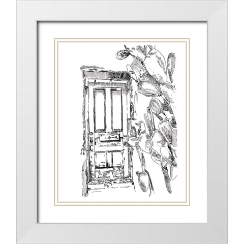 Cactus Door VI White Modern Wood Framed Art Print with Double Matting by Parker, Jennifer Paxton