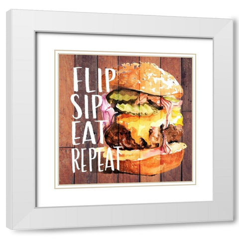 Chillin and Grillin I White Modern Wood Framed Art Print with Double Matting by Parker, Jennifer Paxton