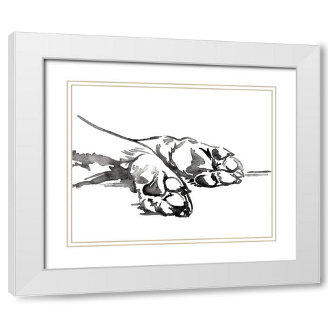Linear Paws I White Modern Wood Framed Art Print with Double Matting by Parker, Jennifer Paxton