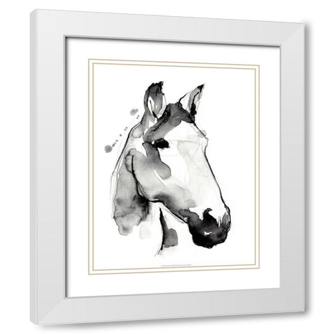 White Stallion I White Modern Wood Framed Art Print with Double Matting by Parker, Jennifer Paxton