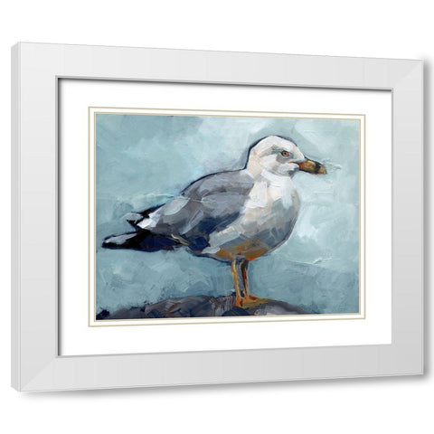 Seagull Stance I White Modern Wood Framed Art Print with Double Matting by Parker, Jennifer Paxton