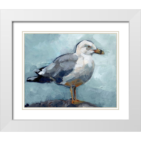 Seagull Stance I White Modern Wood Framed Art Print with Double Matting by Parker, Jennifer Paxton