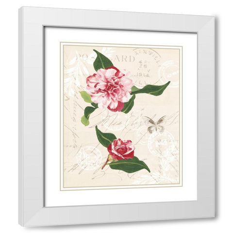 Diannes Camelias II White Modern Wood Framed Art Print with Double Matting by Miller, Dianne