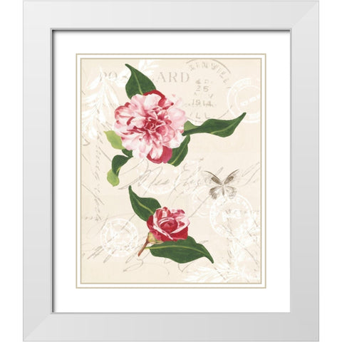 Diannes Camelias II White Modern Wood Framed Art Print with Double Matting by Miller, Dianne