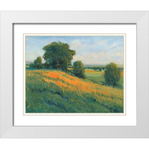Poppy Fields I White Modern Wood Framed Art Print with Double Matting by OToole, Tim
