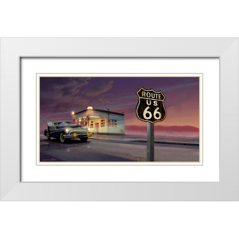 Route 66 White Modern Wood Framed Art Print with Double Matting by Consani, Chris
