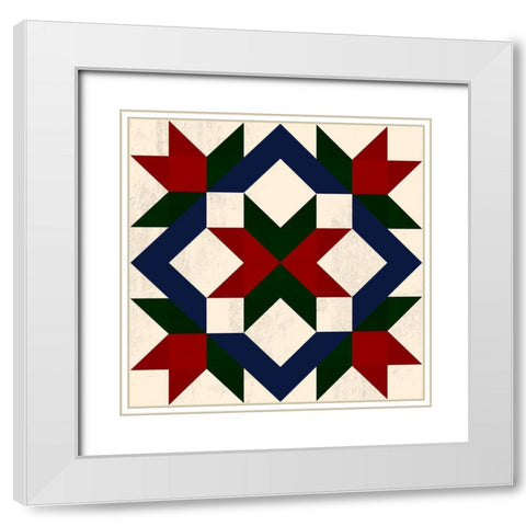 Christmas Barn Quilt I White Modern Wood Framed Art Print with Double Matting by Barnes, Victoria