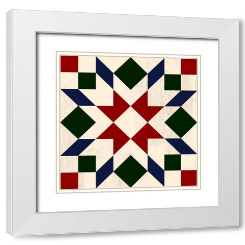 Christmas Barn Quilt II White Modern Wood Framed Art Print with Double Matting by Barnes, Victoria