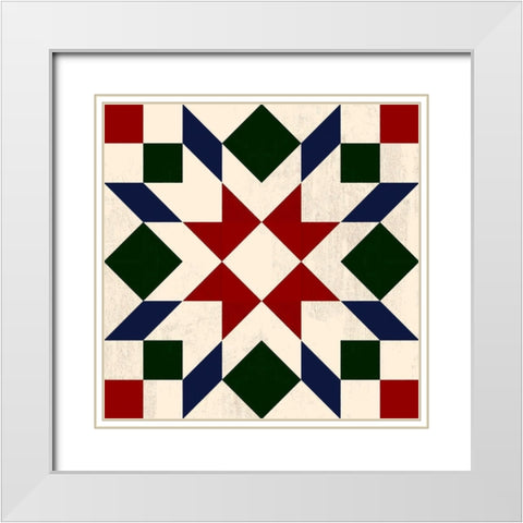 Christmas Barn Quilt II White Modern Wood Framed Art Print with Double Matting by Barnes, Victoria