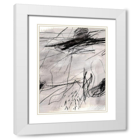 Charcoal Waltz I White Modern Wood Framed Art Print with Double Matting by Parker, Jennifer Paxton