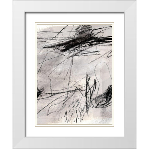 Charcoal Waltz I White Modern Wood Framed Art Print with Double Matting by Parker, Jennifer Paxton