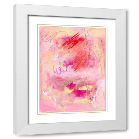Chroma Pink I White Modern Wood Framed Art Print with Double Matting by Parker, Jennifer Paxton