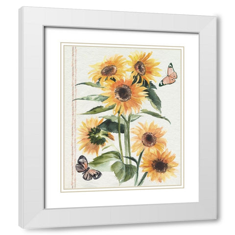 Autumn Sunflowers I White Modern Wood Framed Art Print with Double Matting by Parker, Jennifer Paxton