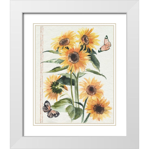Autumn Sunflowers I White Modern Wood Framed Art Print with Double Matting by Parker, Jennifer Paxton