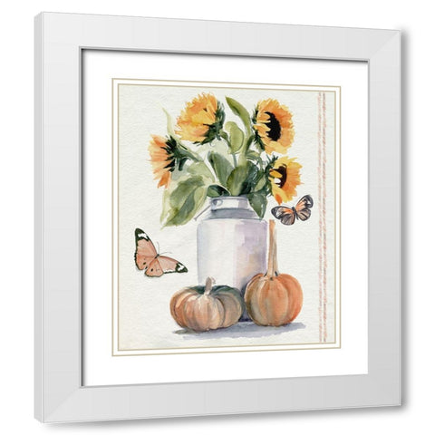 Autumn Sunflowers II White Modern Wood Framed Art Print with Double Matting by Parker, Jennifer Paxton