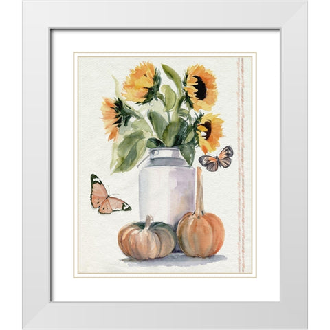 Autumn Sunflowers II White Modern Wood Framed Art Print with Double Matting by Parker, Jennifer Paxton