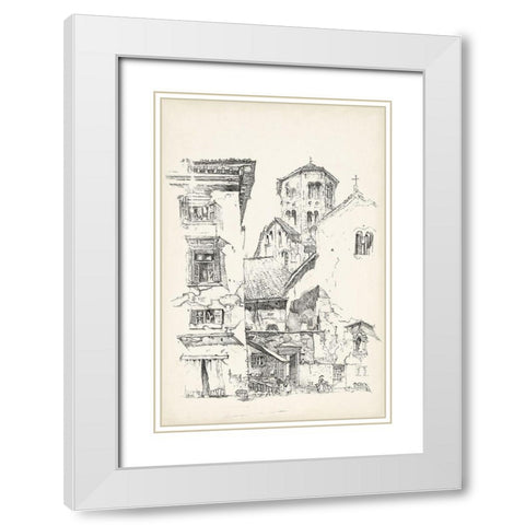 Vintage Italian Village II White Modern Wood Framed Art Print with Double Matting by Foust, Richard