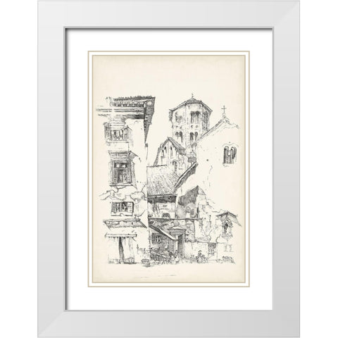 Vintage Italian Village II White Modern Wood Framed Art Print with Double Matting by Foust, Richard
