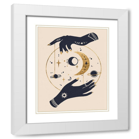Moon Hands II White Modern Wood Framed Art Print with Double Matting by Warren, Annie