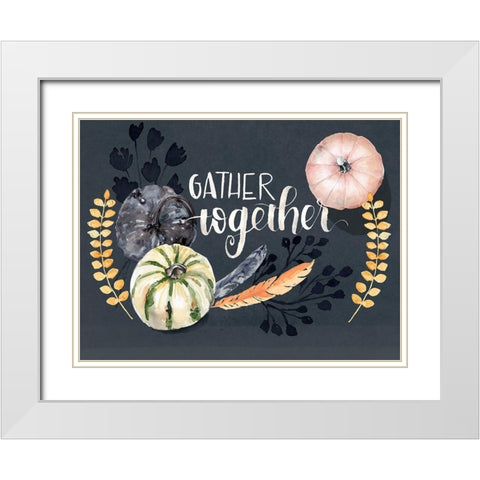 Harvest Blue Pumpkin II White Modern Wood Framed Art Print with Double Matting by Parker, Jennifer Paxton