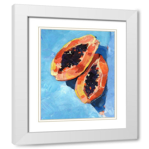 Bold Papaya I White Modern Wood Framed Art Print with Double Matting by Parker, Jennifer Paxton