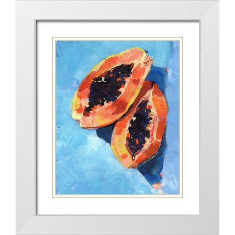 Bold Papaya I White Modern Wood Framed Art Print with Double Matting by Parker, Jennifer Paxton