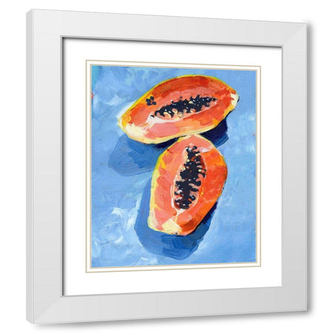 Bold Papaya II White Modern Wood Framed Art Print with Double Matting by Parker, Jennifer Paxton