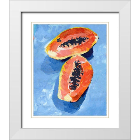Bold Papaya II White Modern Wood Framed Art Print with Double Matting by Parker, Jennifer Paxton