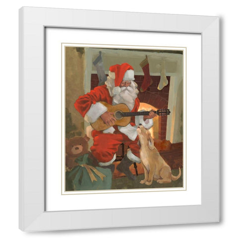 Santa Serenade White Modern Wood Framed Art Print with Double Matting by Green, Jacob