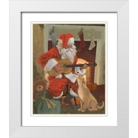 Santa Serenade White Modern Wood Framed Art Print with Double Matting by Green, Jacob