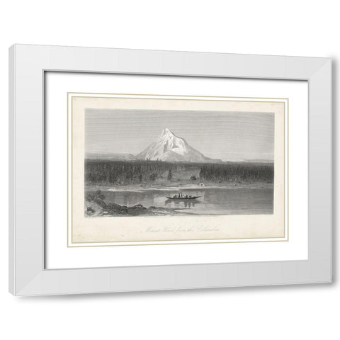Mount Hood from the Columbia White Modern Wood Framed Art Print with Double Matting by Bryant, William Cullen