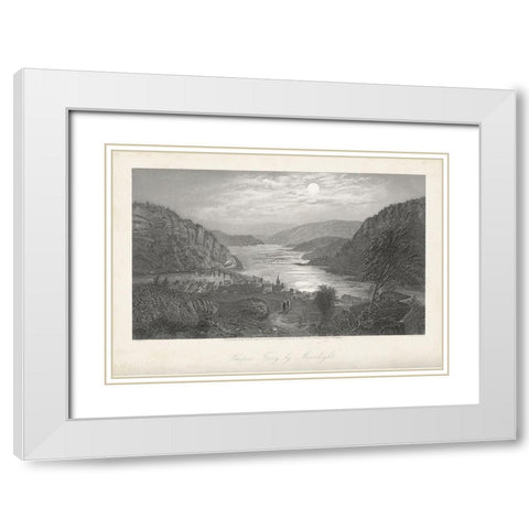 Harpers Ferry by Moonlight White Modern Wood Framed Art Print with Double Matting by Bryant, William Cullen
