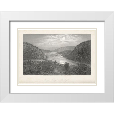 Harpers Ferry by Moonlight White Modern Wood Framed Art Print with Double Matting by Bryant, William Cullen