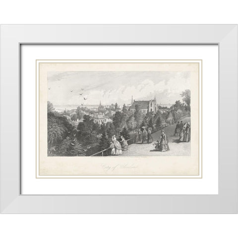City of Cleveland White Modern Wood Framed Art Print with Double Matting by Bryant, William Cullen