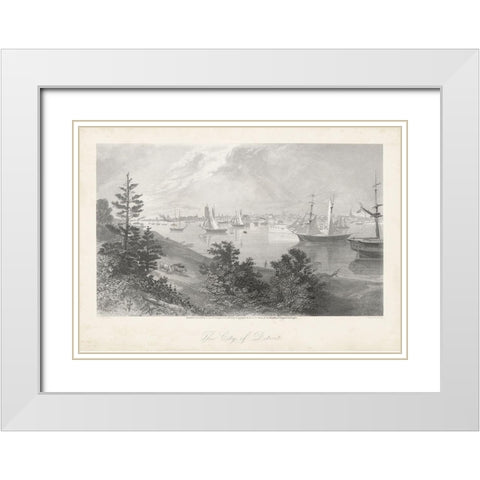 City of Detroit White Modern Wood Framed Art Print with Double Matting by Bryant, William Cullen