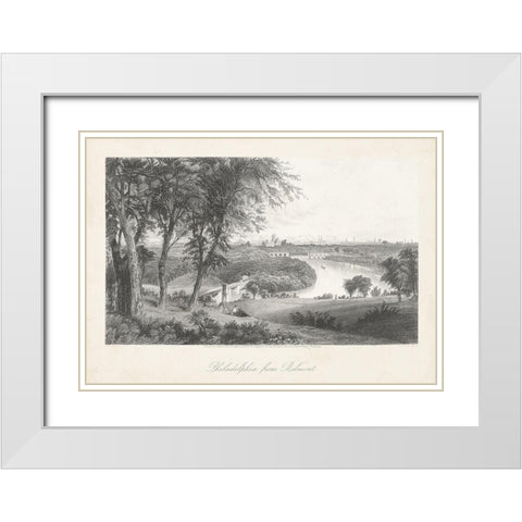 Philadelphia From Belmont White Modern Wood Framed Art Print with Double Matting by Bryant, William Cullen