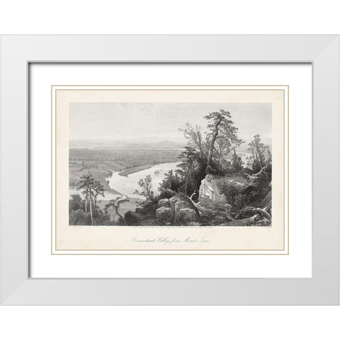 Connecticut Valley from Mount Tom White Modern Wood Framed Art Print with Double Matting by Bryant, William Cullen
