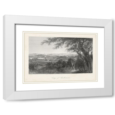 City of Baltimore White Modern Wood Framed Art Print with Double Matting by Bryant, William Cullen