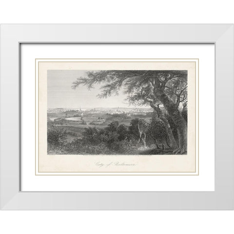 City of Baltimore White Modern Wood Framed Art Print with Double Matting by Bryant, William Cullen