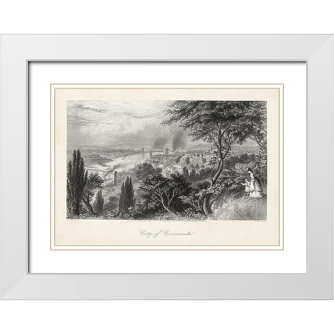 City of Cincinnati White Modern Wood Framed Art Print with Double Matting by Bryant, William Cullen