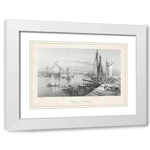 City of Boston White Modern Wood Framed Art Print with Double Matting by Bryant, William Cullen