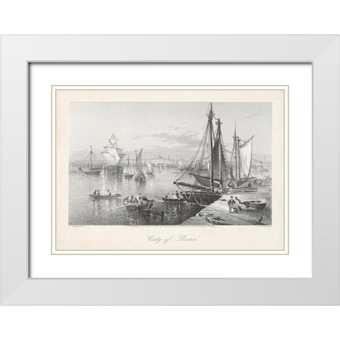 City of Boston White Modern Wood Framed Art Print with Double Matting by Bryant, William Cullen