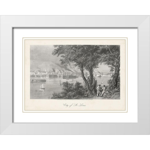 City of St. Louis White Modern Wood Framed Art Print with Double Matting by Bryant, William Cullen