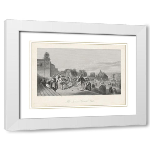 The Terrace-Central Park White Modern Wood Framed Art Print with Double Matting by Bryant, William Cullen
