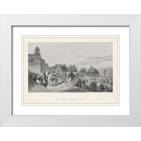 The Terrace-Central Park White Modern Wood Framed Art Print with Double Matting by Bryant, William Cullen