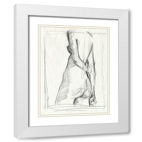 Demure II White Modern Wood Framed Art Print with Double Matting by Parker, Jennifer Paxton