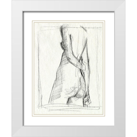 Demure II White Modern Wood Framed Art Print with Double Matting by Parker, Jennifer Paxton