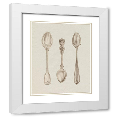 Silver Spoon I White Modern Wood Framed Art Print with Double Matting by Popp, Grace