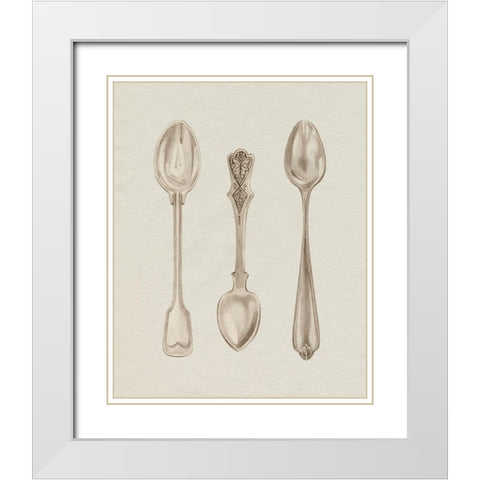 Silver Spoon I White Modern Wood Framed Art Print with Double Matting by Popp, Grace