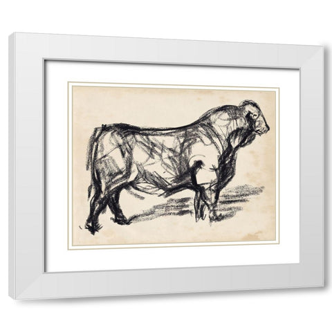 Black Angus I White Modern Wood Framed Art Print with Double Matting by Parker, Jennifer Paxton